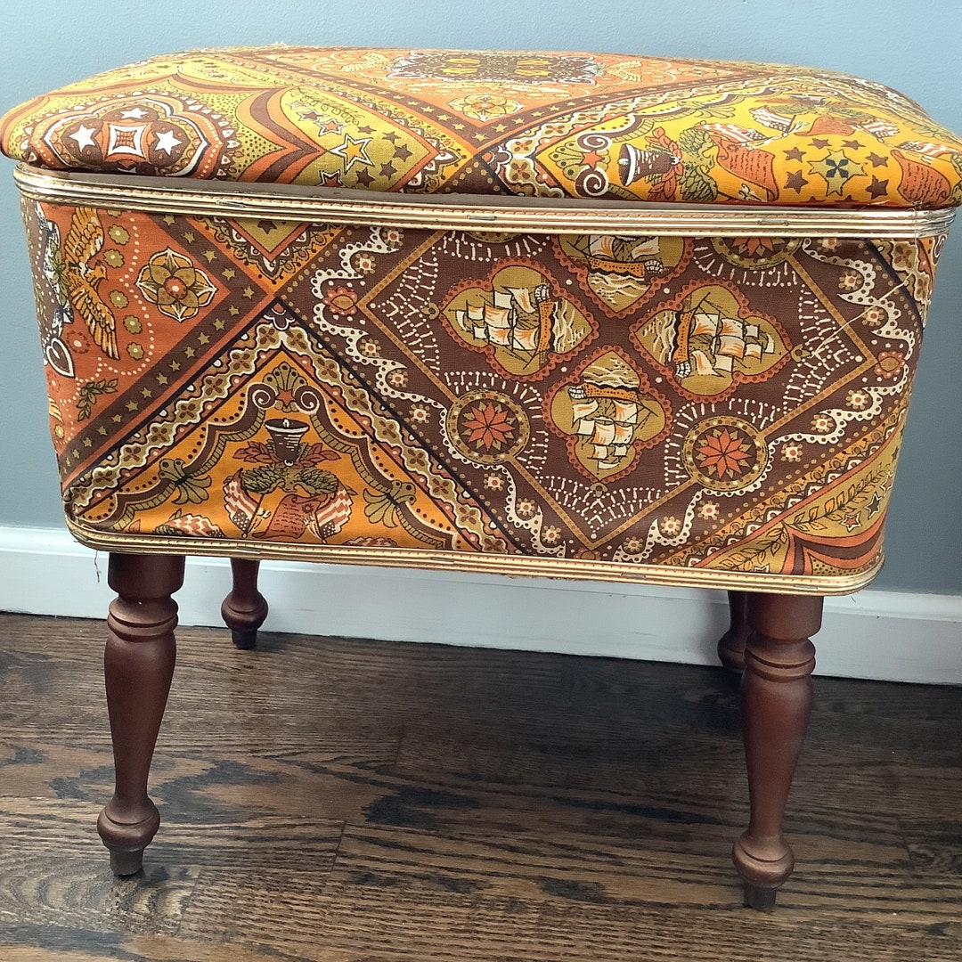 Vintage Hawkeye Burlington Sewing Box/wooden Legged Sewing Box