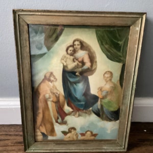 Sistine madonna raphael Sanzio 1483-1520 wooden art framed/antique religious pictures
