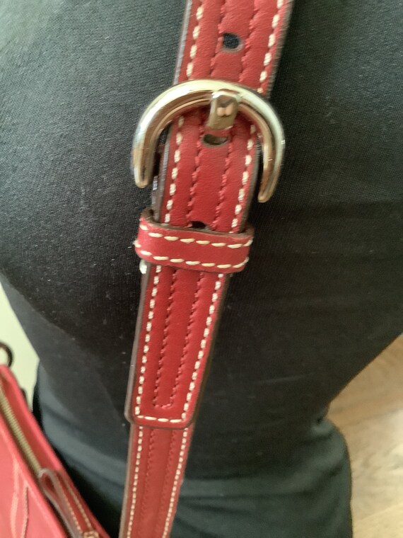 vintage coach red leather swingpac crossbody hand… - image 6