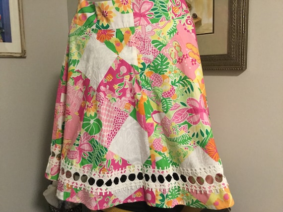 Vintage Lilly Pulitzer Midi Monkey A Line Skirt Ey