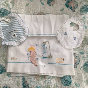 Nazareno Gabrielli Lenzuolino da Lettino infant sheet/pillow/bib set/italy nursery decor/italian linens baby