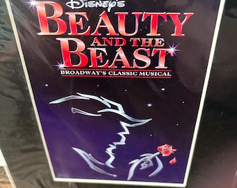 Litografía mate del musical clásico de Broadway de La Bella y la Bestia de Disney/Obras de Broadway de la ciudad de Nueva York