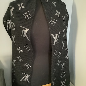 Louis Vuitton Monogram Scarf Silk/Wool Black/Grey