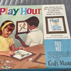 Vintage play hour tile kit by craft master corp pht105 kitten USA new/vintage games