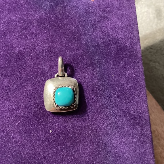 Navajo Handmade Sterling Silver Turquoise Pendant