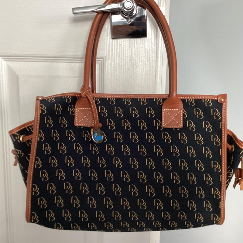 Sac Tote Vintage Dooney & Bourke - Couleur Bleu Avec Détails Cuir - Occasion