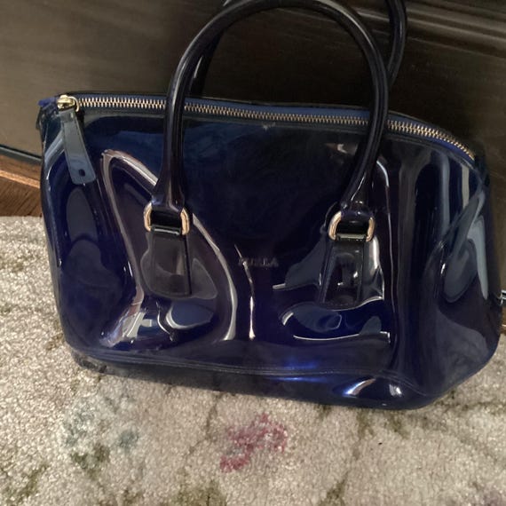 Vintage Furla Candy Series Blue Large Pvc Footed Top Handle