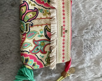 Spartina 449 Wristlet Salt Meadow BOHO wristlet handbag/boho fringed handbag