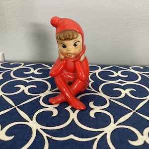 Vintage Relco Bored Pixie Child Ceramic Christmas Figurine/christmas pixie figures
