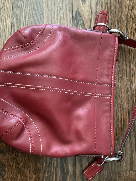 vintage coach red leather swingpac crossbody hand… - image 7