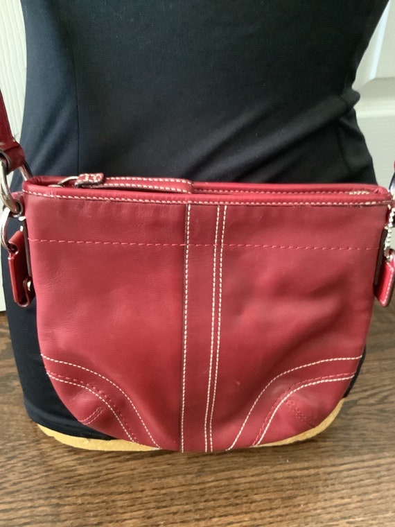 vintage coach red leather swingpac crossbody hand… - image 2