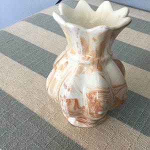 Vintage Georgia Clay Max small scalloped vase/clay vase/bud vase/pottery vase