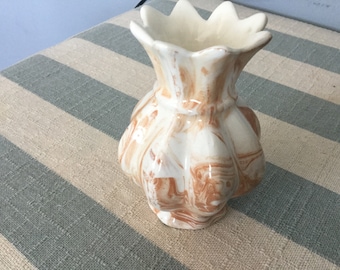 Vintage Georgia Clay Max small scalloped vase/clay vase/bud vase/pottery vase