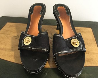 coach black platform sandals