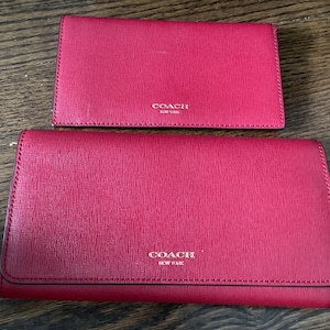 Coach Saffiano Red Leather checkbook wallet new Retailed 238/coach wallets/vintage coach