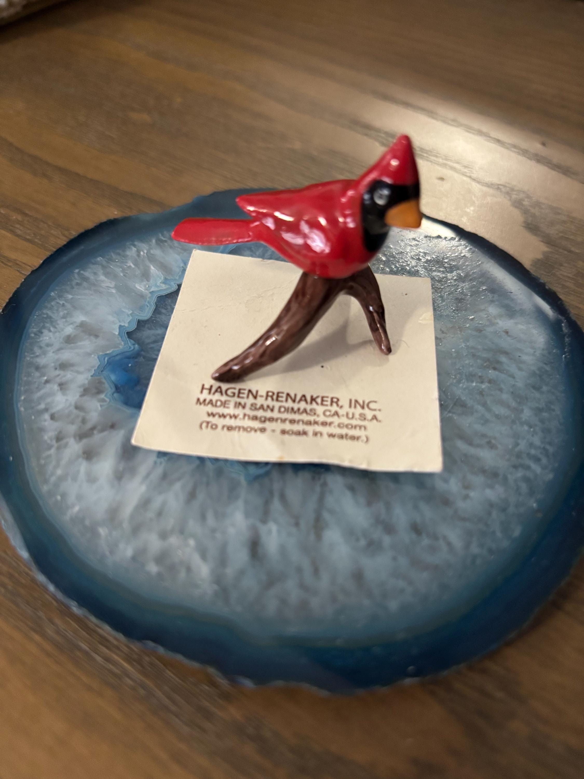 Hagen Renaker Miniature Cardinal on Branch Figurine Red Bird 03289