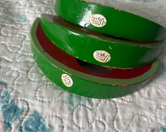 vintage hand painted wooden watermelon Napkin rings set of three Vera neuann Taiwan