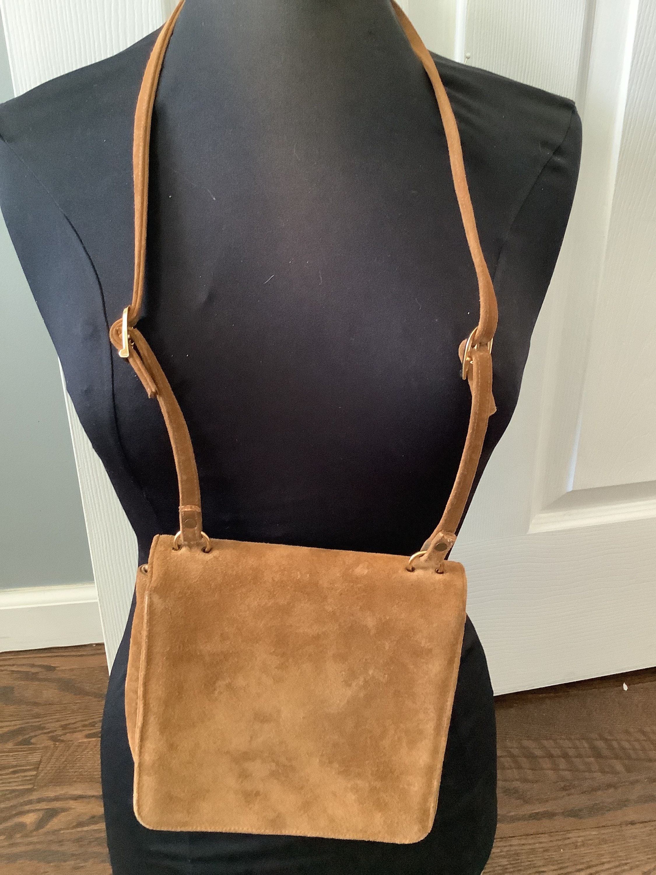 Vintage Ron Bienen Davis Brown Suede Gold Turnlock Top Handle - Etsy
