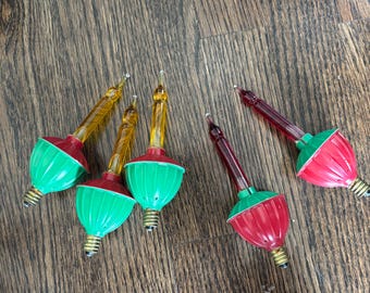 vintage christmas tree bubble light replacements with liquid set of 5 yellow and red