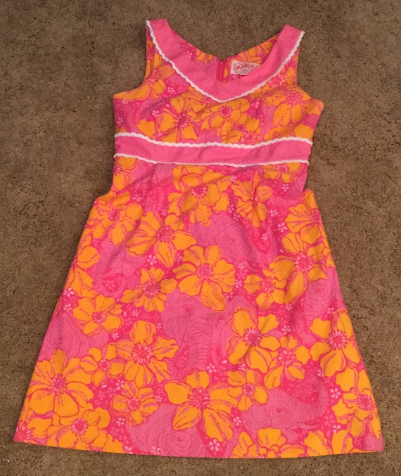 Lilly Pulitzer Originals HTF Dress Orange Pink Ele
