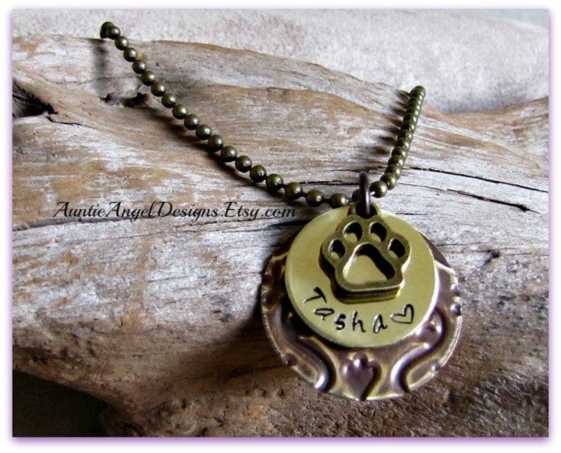 Stamped Pet Memorial Jewelry Personalized Dog Necklace Etsy