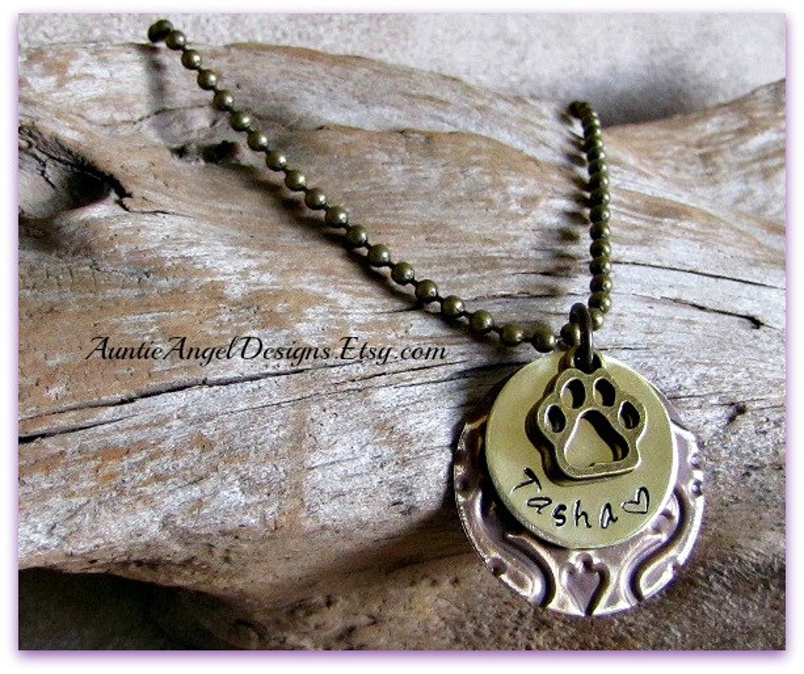 Stamped Pet Memorial Jewelry Personalized Dog Necklace Etsy