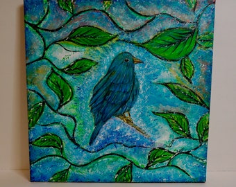 Pintura acrílica de aves lienzo de bellas artes