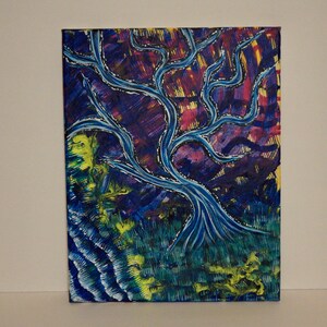 Blue Tree Element Abstract Original Painting