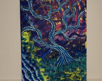 Blue Tree Element Abstract Original Painting