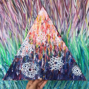 Triangle Sunset - Abstract Geometric  Flower Painting