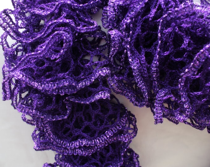 Purple Ruffled Scarf - Premier Yarns Starbella - Tanzanite - Etsy