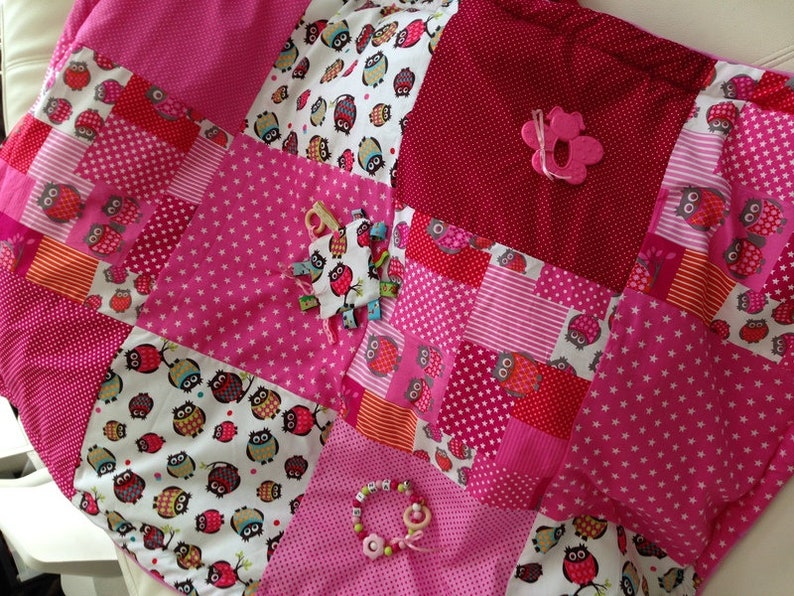 Erlebnisdecke Eule Krabbeldecke mit Name Etsy