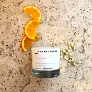 CITRUS HYDROSOL CANDLE | All Natural Coconut-Soy Wax 8oz | Jasmine + Neroli