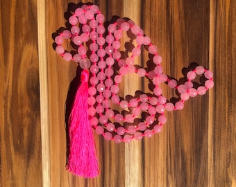 Faceted Rose Quartz Mala Necklace