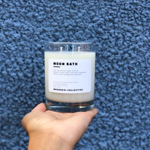 MOON BATH CANDLE | All Natural Coconut-Soy Wax | Ylang Ylang + Leather + Smoke + Palo Santo | Poured During The Beaver Moon in Taurus