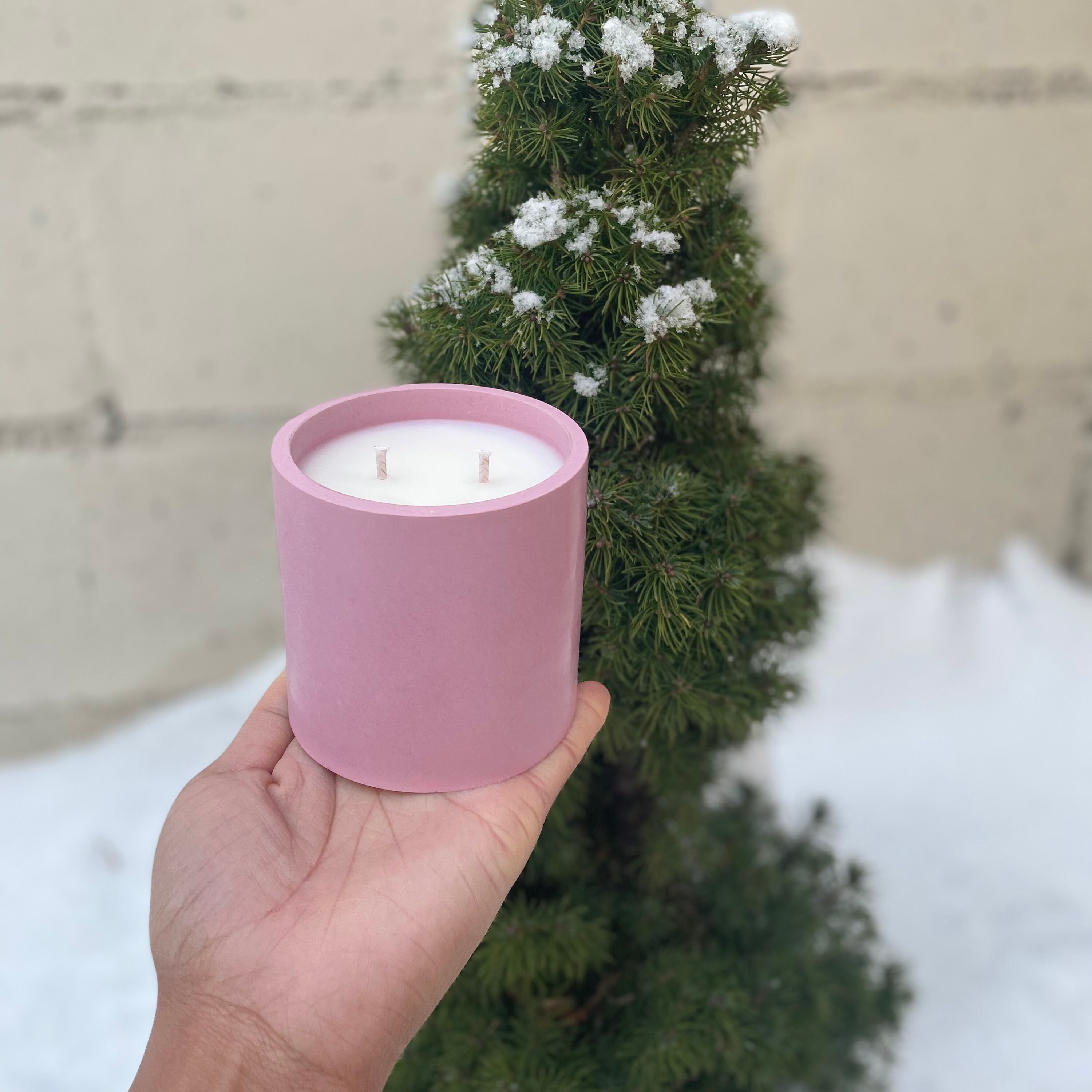 Rose Doré + Épicéa | Bougie à La Cire de Noix Coco et Soja Entièrement Naturelle Navire Artisanal en