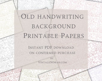 Old Handwriting Background Printable Papers. Digital PDF Instant Download. Scrapbooking. Journals, Papercraft. Supplies.