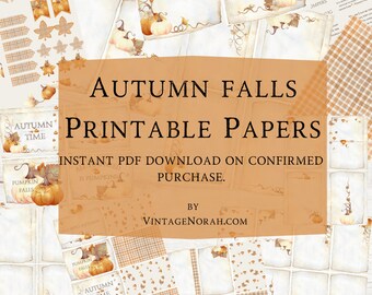 Journal Pages ~AUTUMN FALLS. Printable Papers. Digital PDF Instant Download. Scrapbooking. Journals, Papercraft. Supplies.