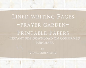 Lined Writing Pages Prayer garden Collection. Bible studies.Printable Papers. PDF. Instant download. Journal. Scrapbooking.