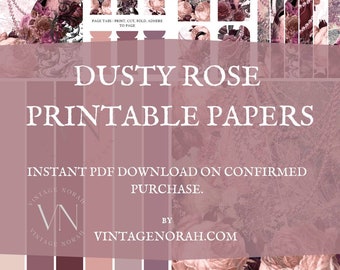 Journal Pages ~Dusty Rose printable. papercraft, journalling, instant download.