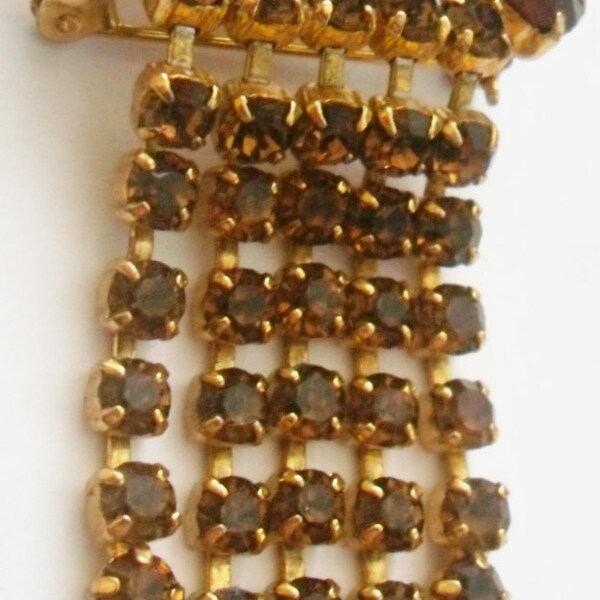 Vintage Brooch. Topaz rhinestone faceted. image 1