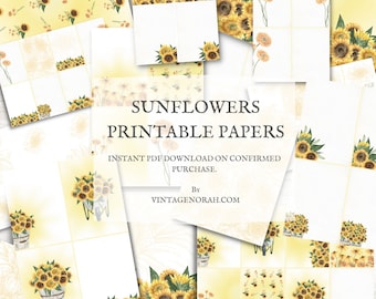 Papercraft Printables, Sunflowers Printable, pdf, papercraft, journals, Instant download.