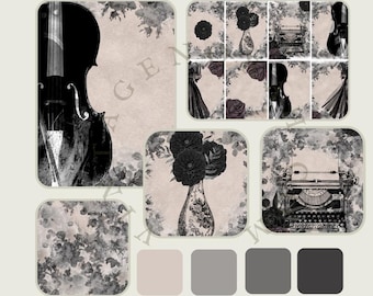 Dear Dahlia Journal Pages: Vintage Ephemera, Scrapbooking Paper (PDF Download)