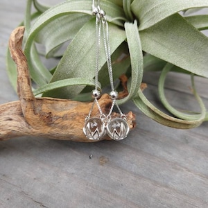 Pools of Light, Dangle Earrings, Crystal Ball, 8mm, miniature, Un-drilled Clear, Quartz Crystal, Sterling Silver