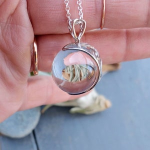 Pools of Light Pendant: XL 20mm Quartz, Sterling Silver Filigree Moon, 24&quot; Chain