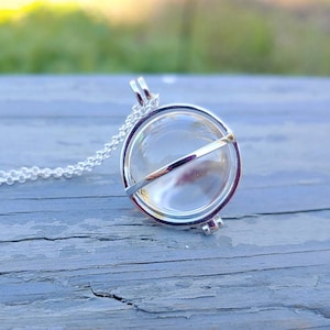 Extra Large Quartz Crystal Ball Necklace: Sterling Silver Pools of Light Pendant