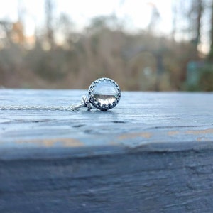 Pools of Light, Smooth Crystal Ball, 10mm, Medium, Un-drilled Clear Quartz Pendant, Victorian Style, Crystal Ball, Antique Finish