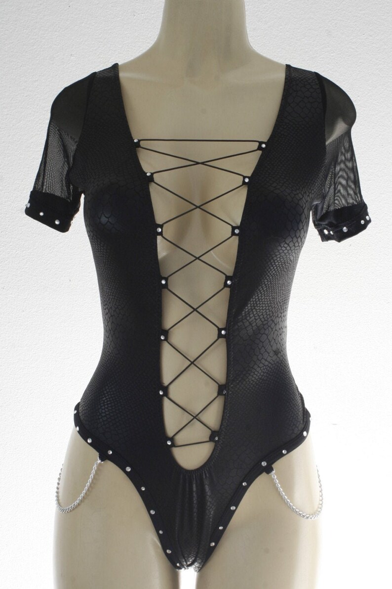 Exotic Dancewear Black Anaconda One Piece Etsy