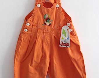 Peto de verano en algodón naranja lavado con bordado años 80 - Stock nuevo - Talla 3 años