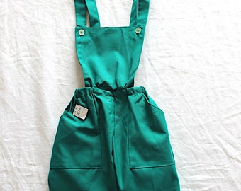 Klargröna bomullsdungarees från 1960-talet - Nya gamla lager - Storlek 2/3/4 år